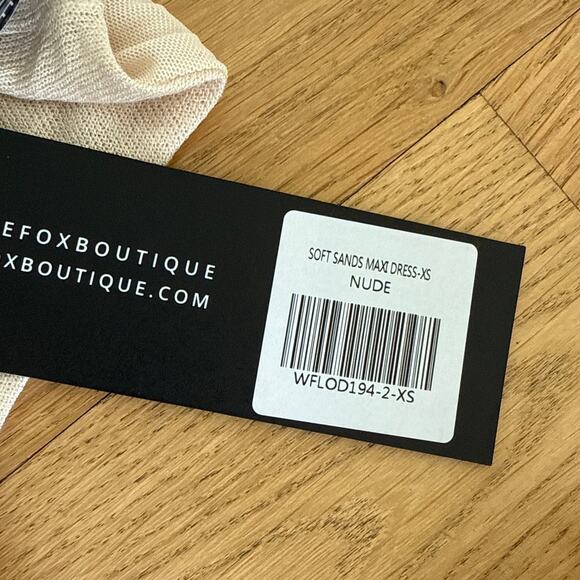 White Fox Maxi Dress Soft Sands Size XS Nide Beige Cream - Picture 3 of 6